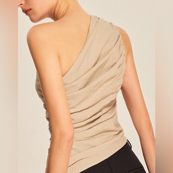 Ruched Side One-Shoulder Top COMMENSE S CC5 NWT - Picture 5 of 8